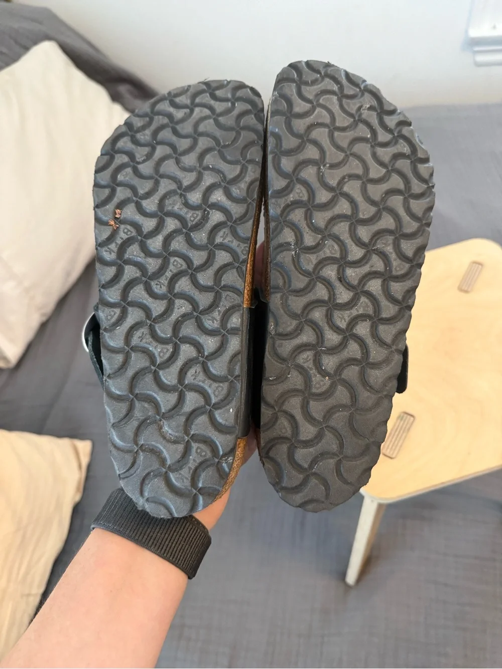 Birkenstock Black Toe-Post Sandals with Silver Buckles
